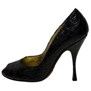 Dolce & Gabbana Black embossed peep heels 8.5/38.5